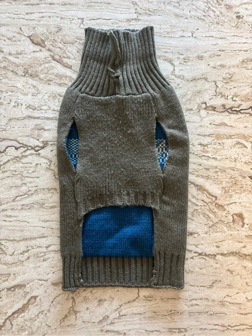 Green Knit Dog Sweater with Blue Dinosaur